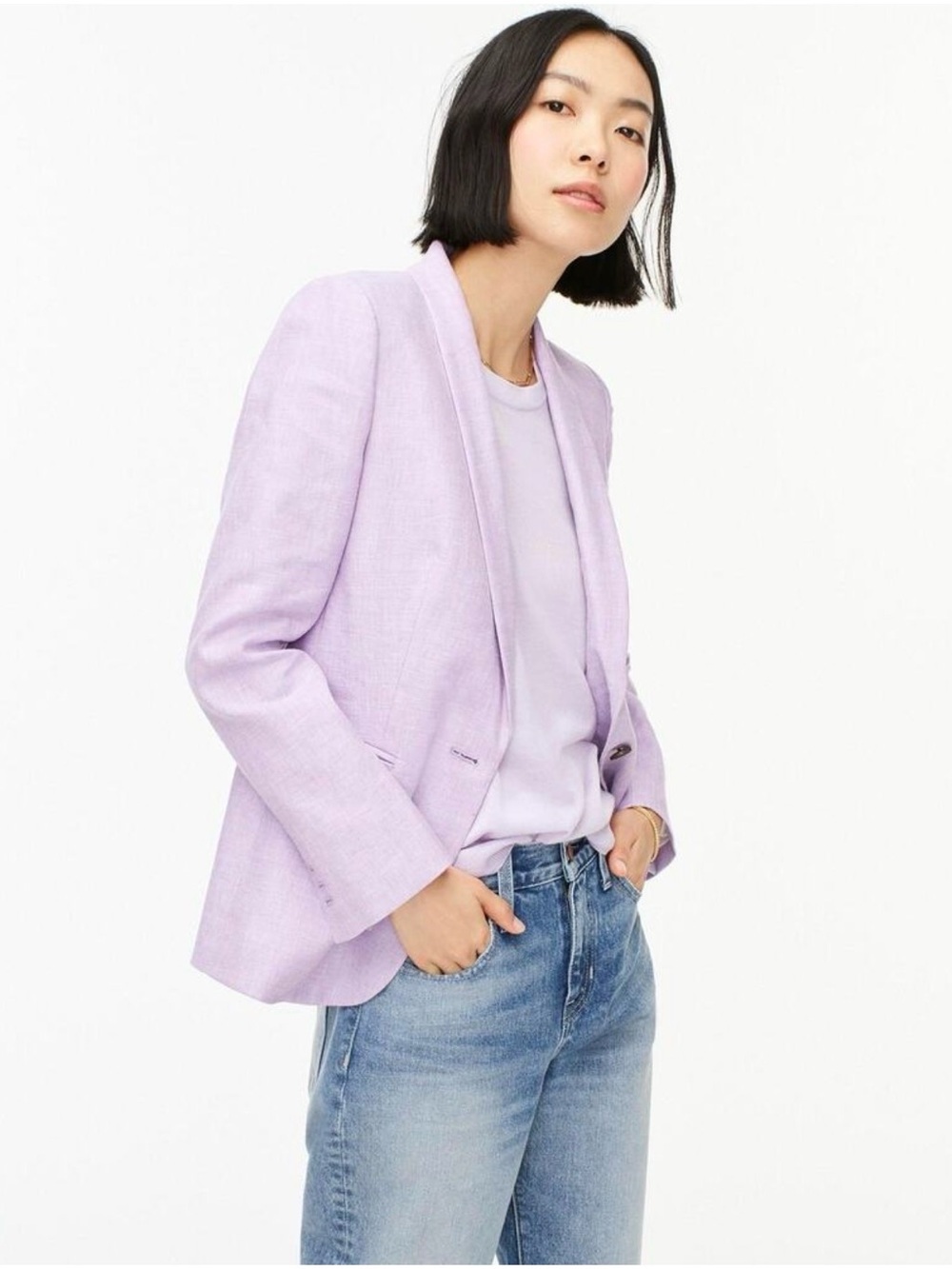 J.Crew Parke Linen Blazer Lilac Stretch Career Jacket Size 4 - Picture 2 of 14